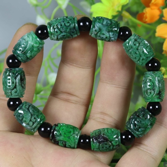 Certified Green 100% Natural A JADE jadeite Moire Bracelet 云纹手链 - Picture 5 of 10